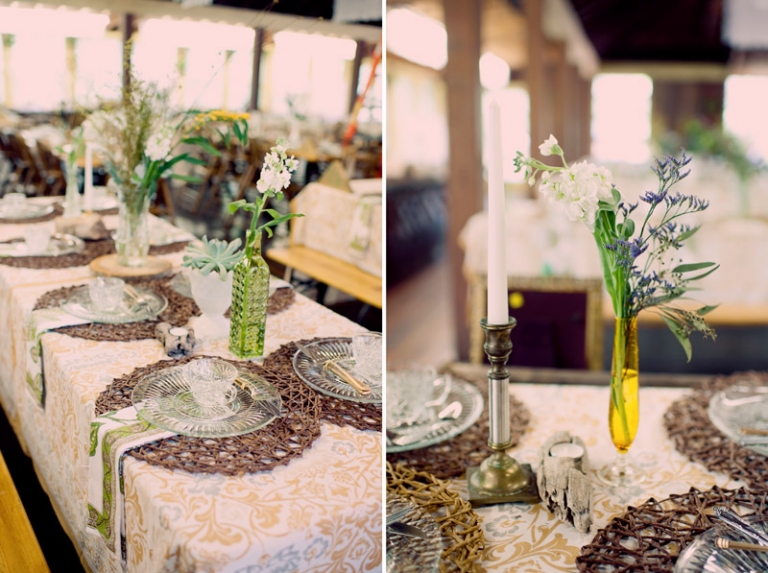 green and gold eco wedding reception decor // joyeuse photography