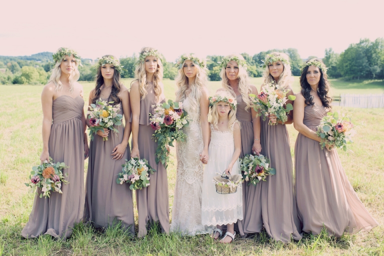 bohemian bridesmaids joyeuse photography
